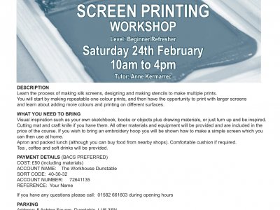 Screen Printing Workshop at The Workhouse Dunstable
