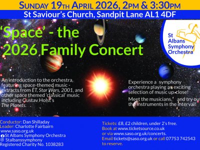 St Albans Symphony Orchestra (SASO) 2026 Family Concert